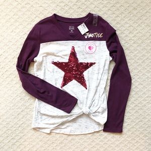 Justice Active Size 10 Star Sequins Tee